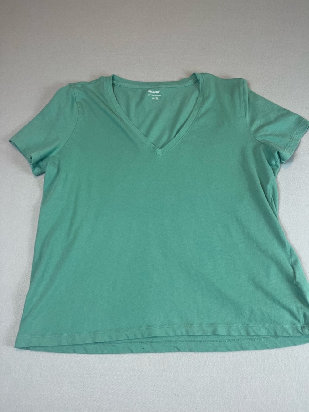 Madewell Softfade Cotton V-Neck Tee | Size XL | Jade Green | EUC